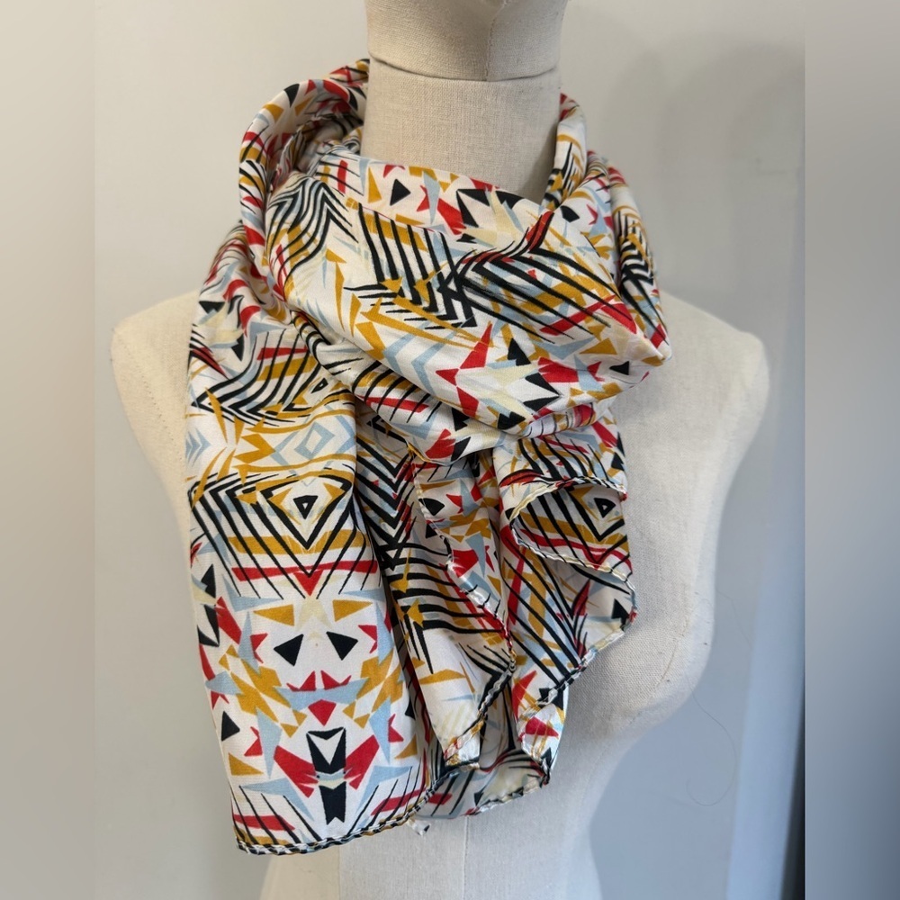 Evolve silky satin feel women’s multicolor geometric abstract art fashion scarf